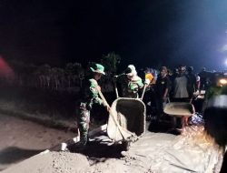 Demi Tercapainya Target Sasaran TMMD, Siang Malam Laksanakan Pengecoran