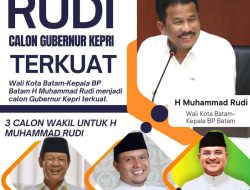 Rudi Calon Gubernur Kepri Terkuat, Isdianto, Ria Saptarika, dan Aunur Rafiq Berpotensi Jadi Pasangan Rudi