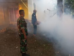 Sertu Tofik Melaksanakan Pendampingan Fogging di Desa Karangjati