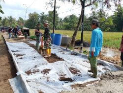 Pengecoran Rabat Beton Dikebut Satgas TMMD Bersama Warga Kaliwungu