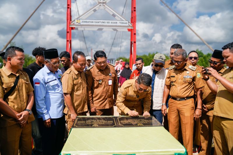 Jembatan Gantung Tok Kenot di Karimun resmi dibuka, menghubungkan Desa Tebias dan Sungai Asam serta memperkuat konektivitas dan mendorong ekonomi warga.
