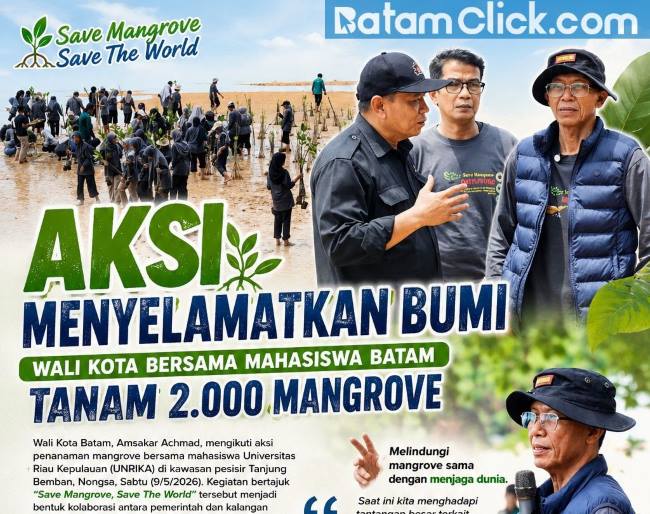 Amsakar Ngarung di Lumpur, Tanam 2.000 Mangrove Demi Batam Asri