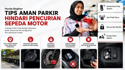 Marak Curanmor, Honda Bagikan Tips Aman Parkir Sepeda Motor Lewat Budaya #Cari_Aman