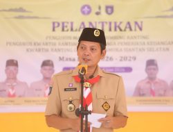Wakil Bupati Anambas Raja Bayu saat berikan sambutan di Acara pelantikan pengurus Pramuka di Siantan Selatan 