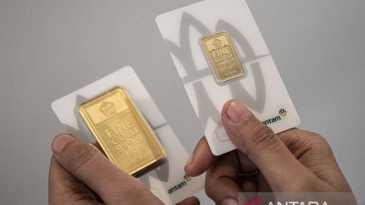 Harga emas Antam pada Rabu turun Rp18.000 jadi Rp2,655 juta/gr