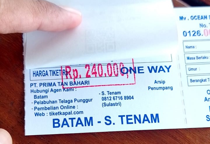 Tiket kapal Batam - Sei Teman