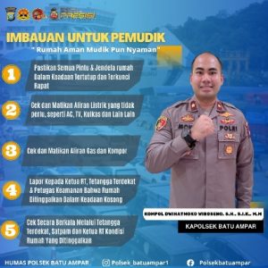 Kapolsek Batu Ampar Sebar Imbauan 5 poin Bagi Pemudik