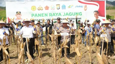 Kapolri Listyo Sigit Hadiri Panen Raya Jagung di Bone Dukung Ketahanan Pangan Nasional