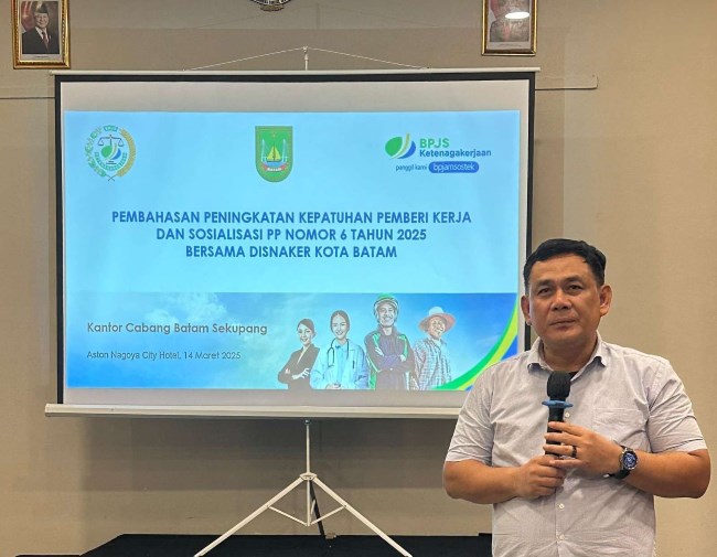 Kepala Kantor Cabang BPJS Ketenagakerjaan Batam Sekupang, Budi Pramono: Program ini menjadi bukti nyata kehadiran negara dalam melindungi pekerja formal dan informal di Batam.